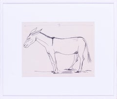 Vintage Modern British, 20th Century St. Ives artist Sven Berlin 'Donkey' drawing