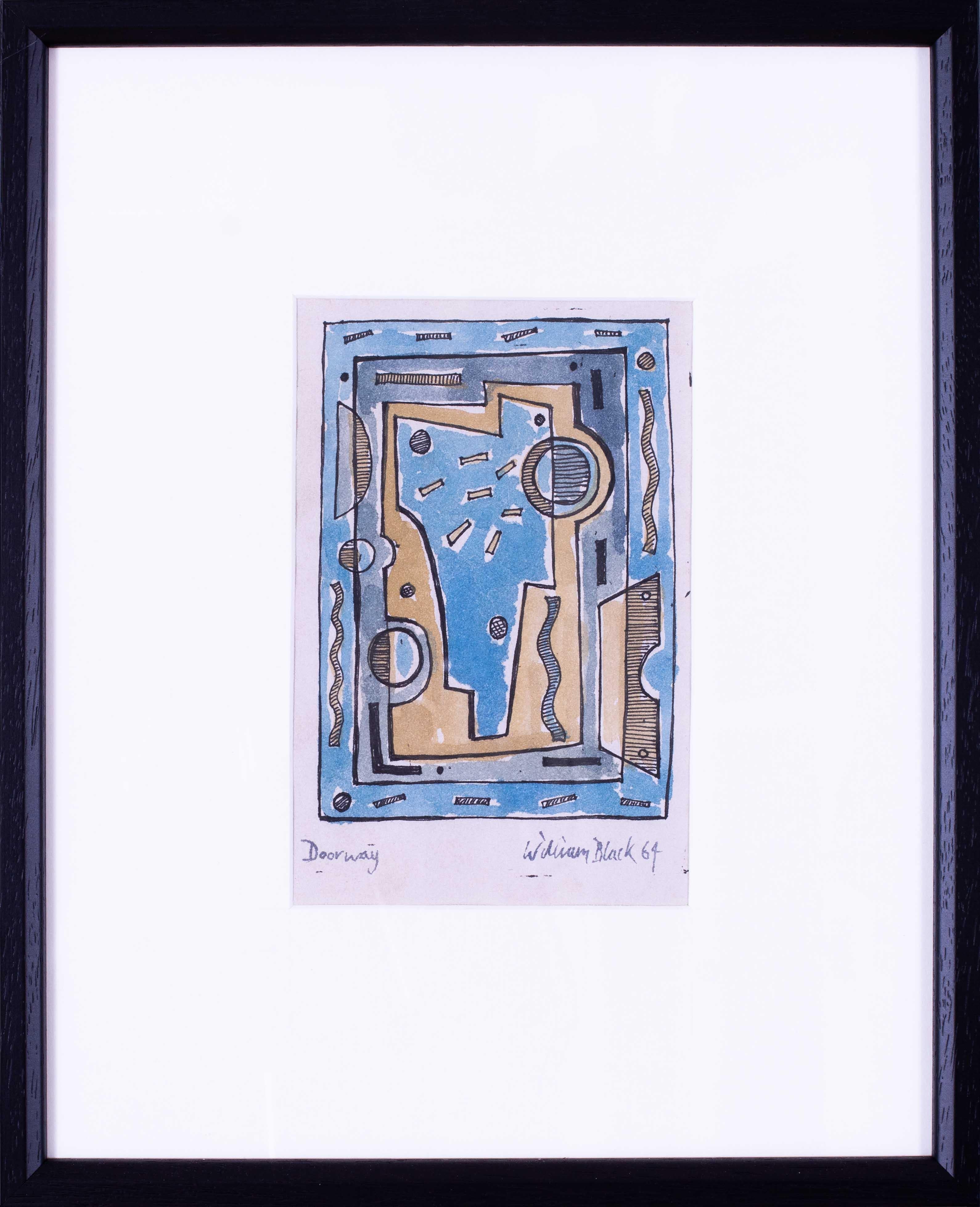 William Black (British, Fl. 1963 – 69)
Doorway
Ink and watercolour on paper
Signed, inscribed and dated ‘Doorway William Black 64’ (lower edge)
7.1/2 x 4.7/8 in. (19.2 x 12.4 cm.) (to site edge)

William Black is a little known and underrated member