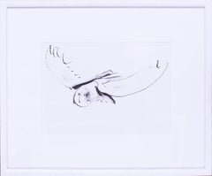 British St. Ives artist Sven Berlin 'Owl in flight' drawing, 20th Century