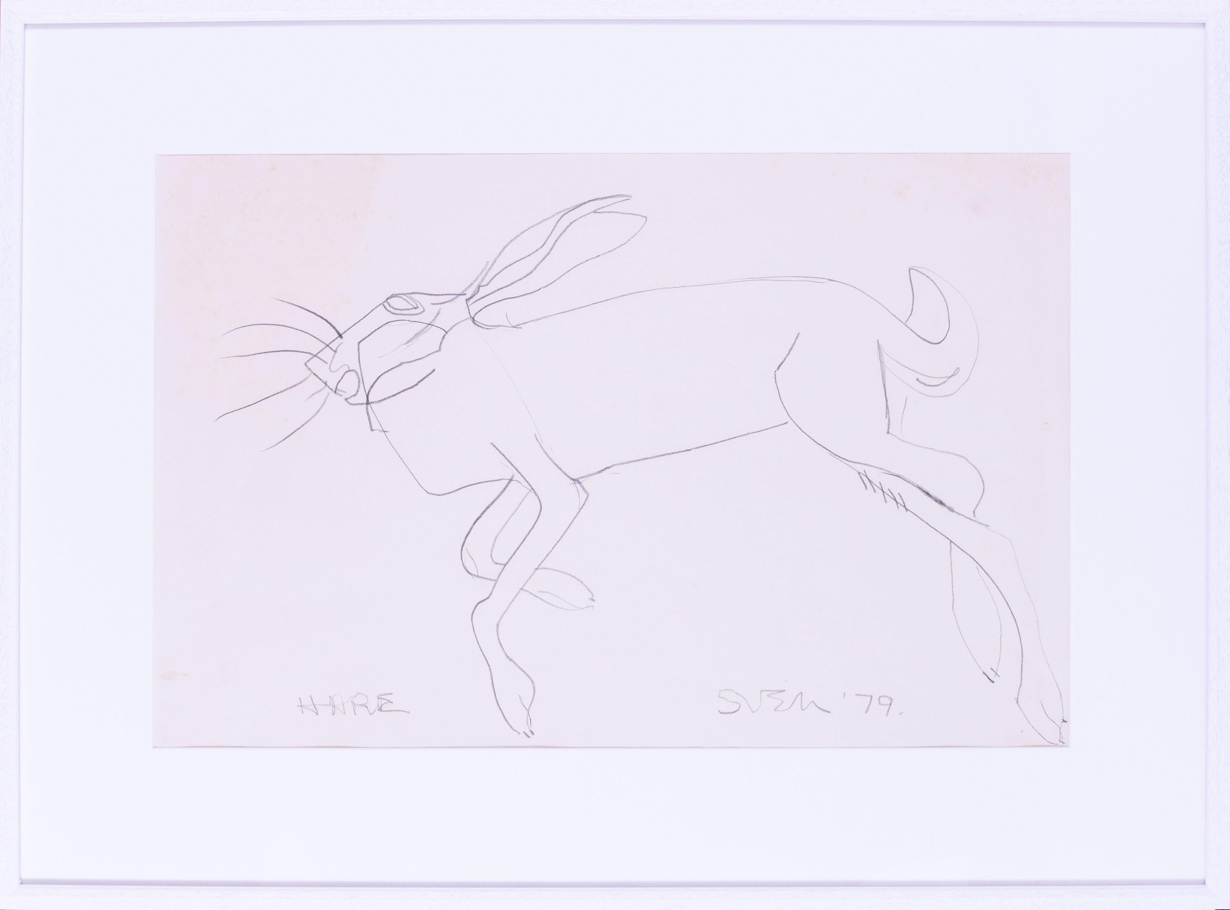 Sven Berlin, Knstler aus Cornwall, St. Ives, Zeichnung eines Kaninchens