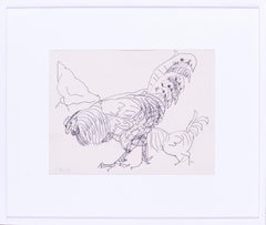 Cornish, St. Ives artist Sven Berlin, 'Strutting cockerel' drawing