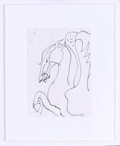 Vintage Sven Berlin, Cornish St. Ives artist, 20th Century 'Pegasus' drawing