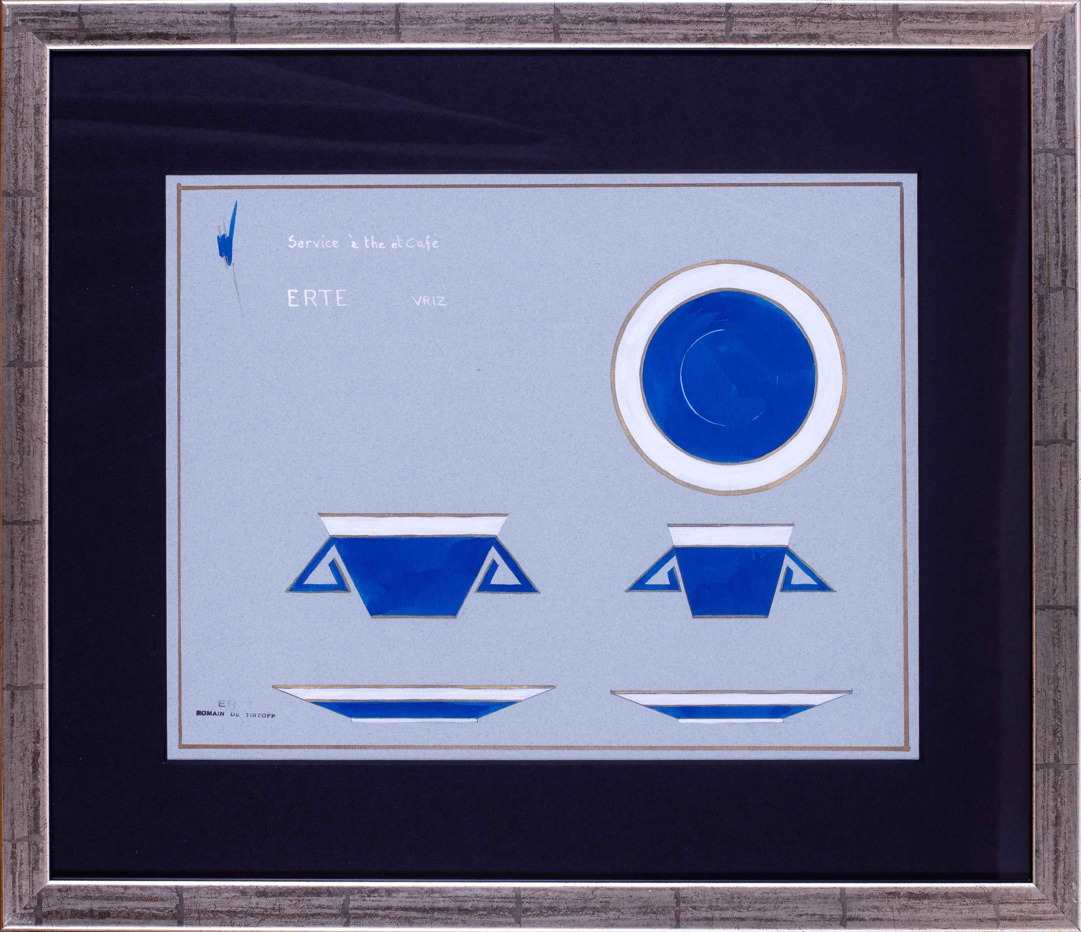 Erte - Romain de Tirtoff Still-Life – Originales Art-Déco-Teekanne-Design des russischen / amerikanischen Künstlers Erte aus dem 20. Jahrhundert