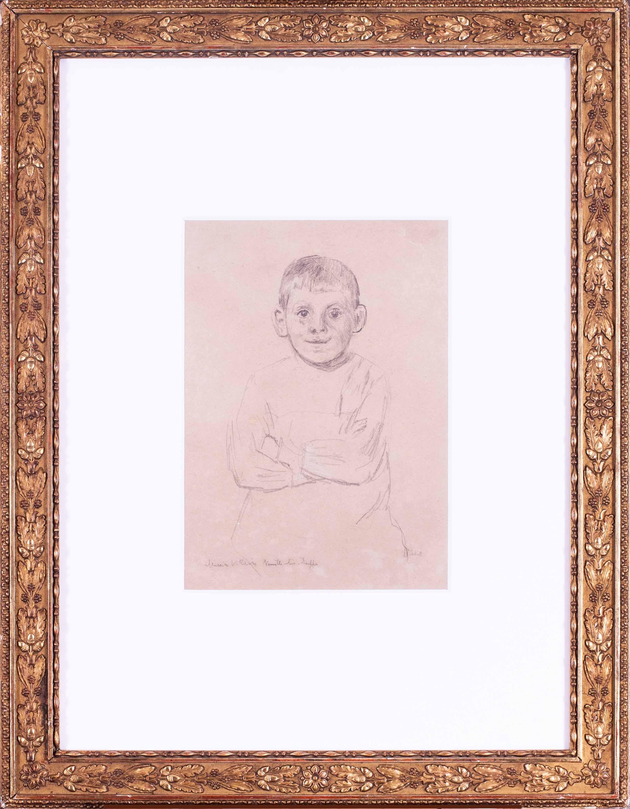 Sickert pencil portrait drawing of Maurice Villain in Dieppe, 1901, British