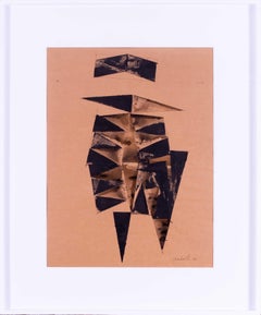 Lynn Chadwick, British, ink abstract figurative painting, black wash, 1966