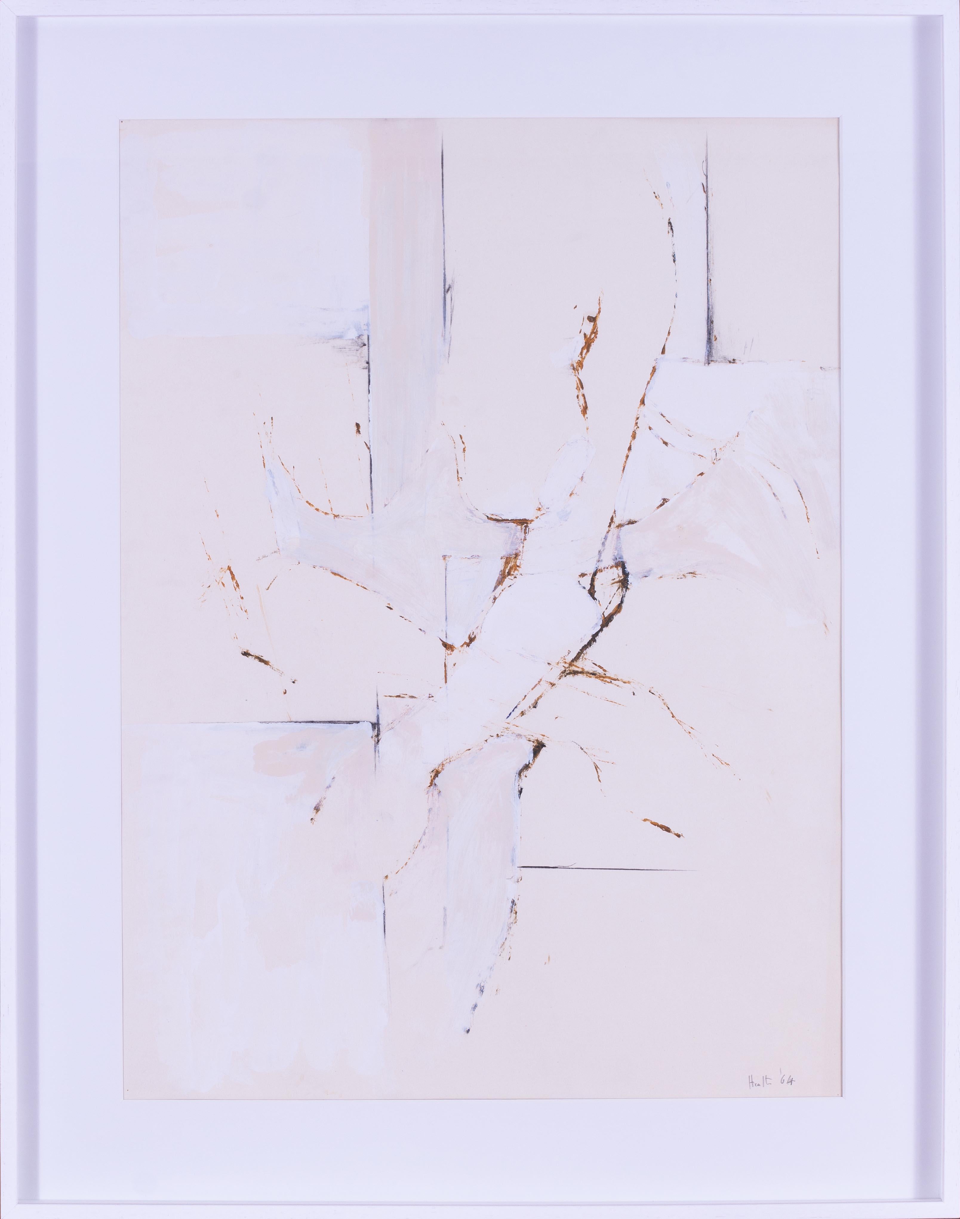 Britisches Gouache-Gemälde von Adrian Heath, 1964 in Creme und Weiß
