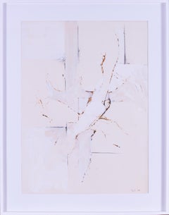Britannique, Adrian Heath, peinture à la gouache, 1964, couleur crème et blanc