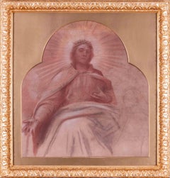 British 19th Century chalk drawing of Christ in Glory by G F Watts