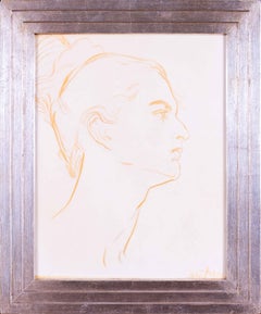 Etude de tête au pastel du début du 20e siècle par l'artiste belge Emile Barthelemy Fabry