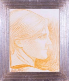 Early 20th Century profile of a lady in pastel by Belgian artist Fabry