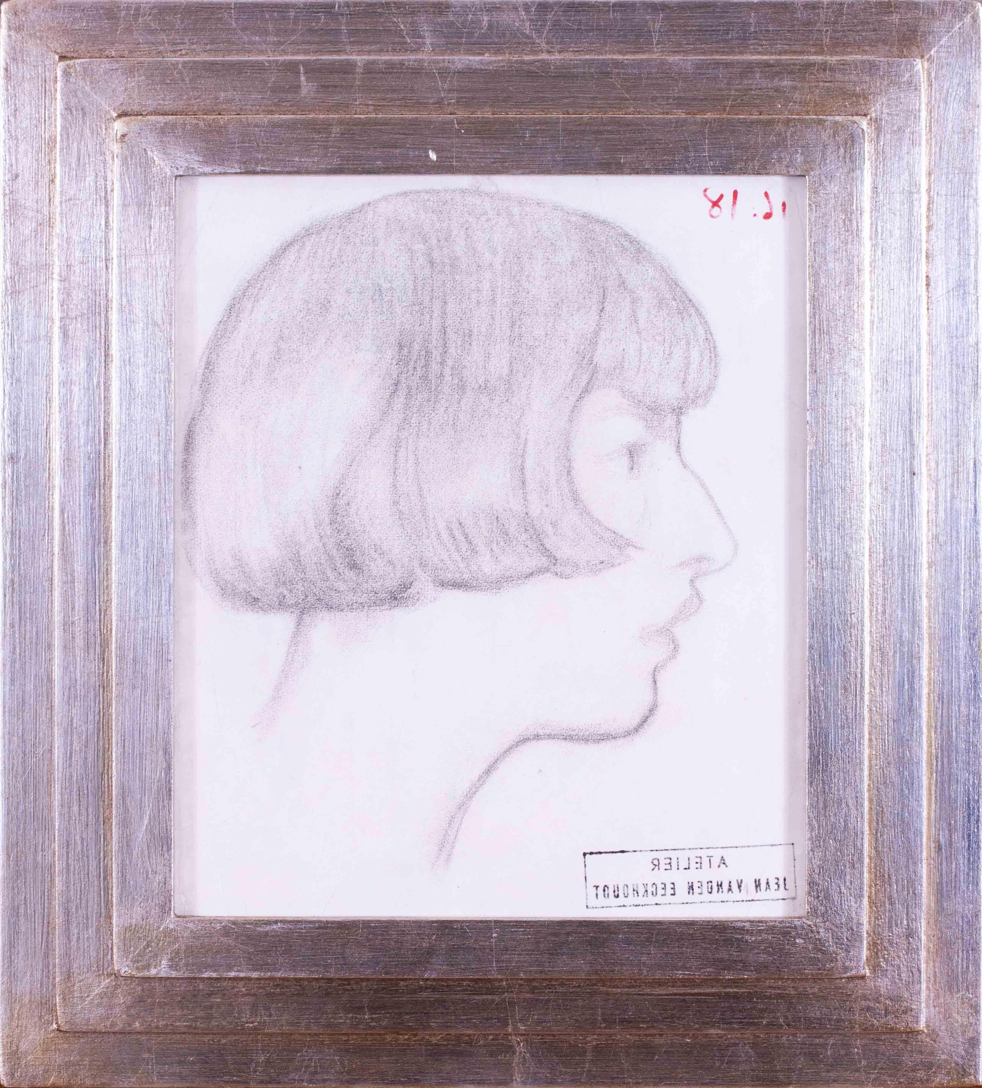 Ein schönes Profilporträt des belgischen Künstlers Jean van den Eeckhoudt von seiner Tochter Zoum aus dem frühen 20. Jahrhundert, gezeichnet um 1918.  Dieses besondere Werk stammt aus dem Atelier des Künstlers.

Zoum Eeckhoudt war selbst Künstlerin,