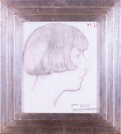 Retrato al carboncillo sobre papel de su hija, realizado por Jean van den Eeckhoudt hacia 1918
