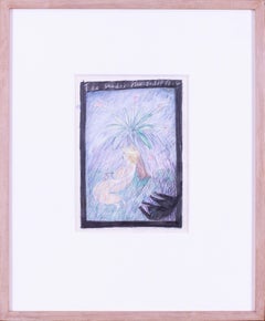 British female artist Lynne Curran's pencil drawing 'Tea under the tree'