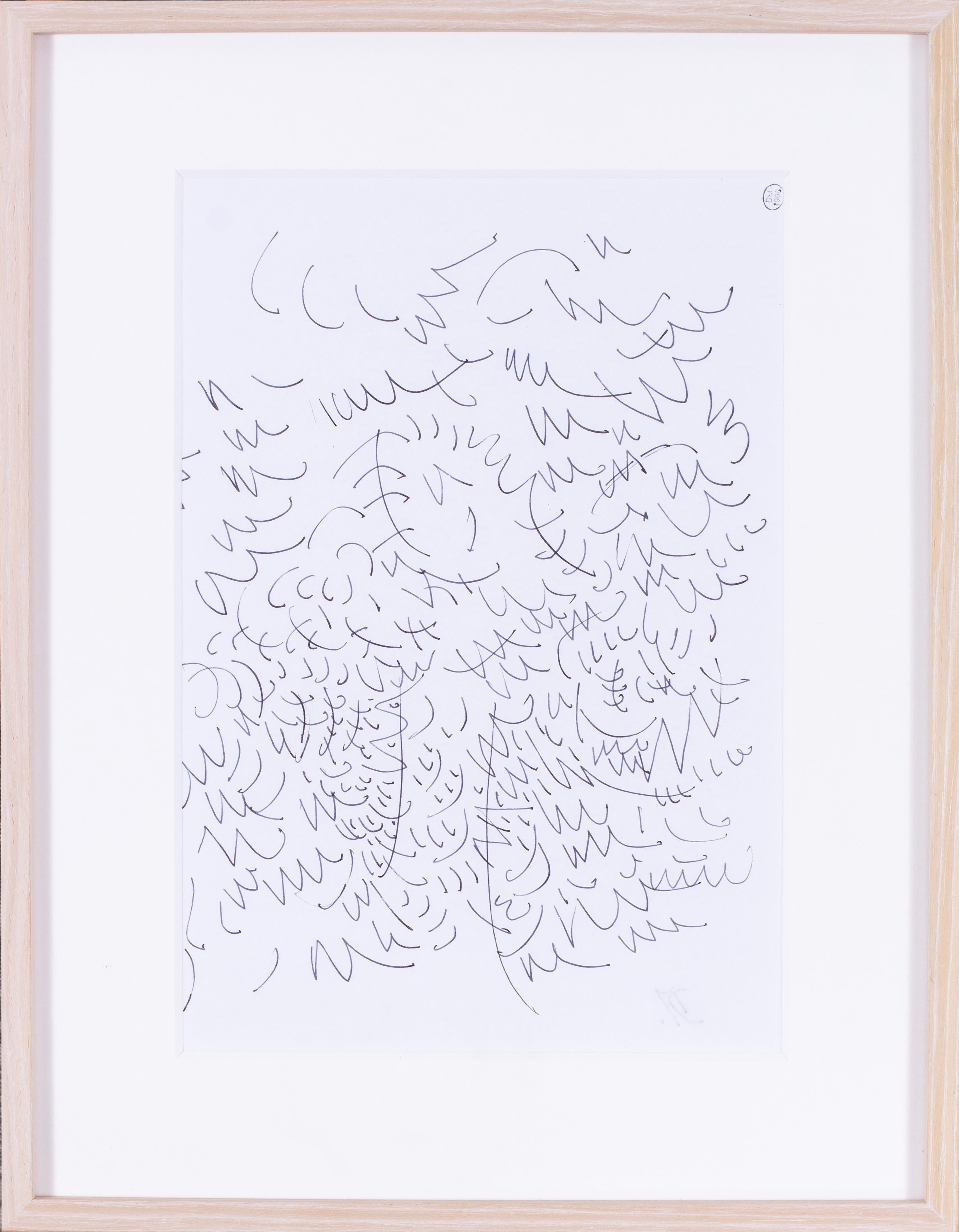 dessin à l'encre d'origine d'un arbre par Dora Maar, (la muse de Picasso), 1998