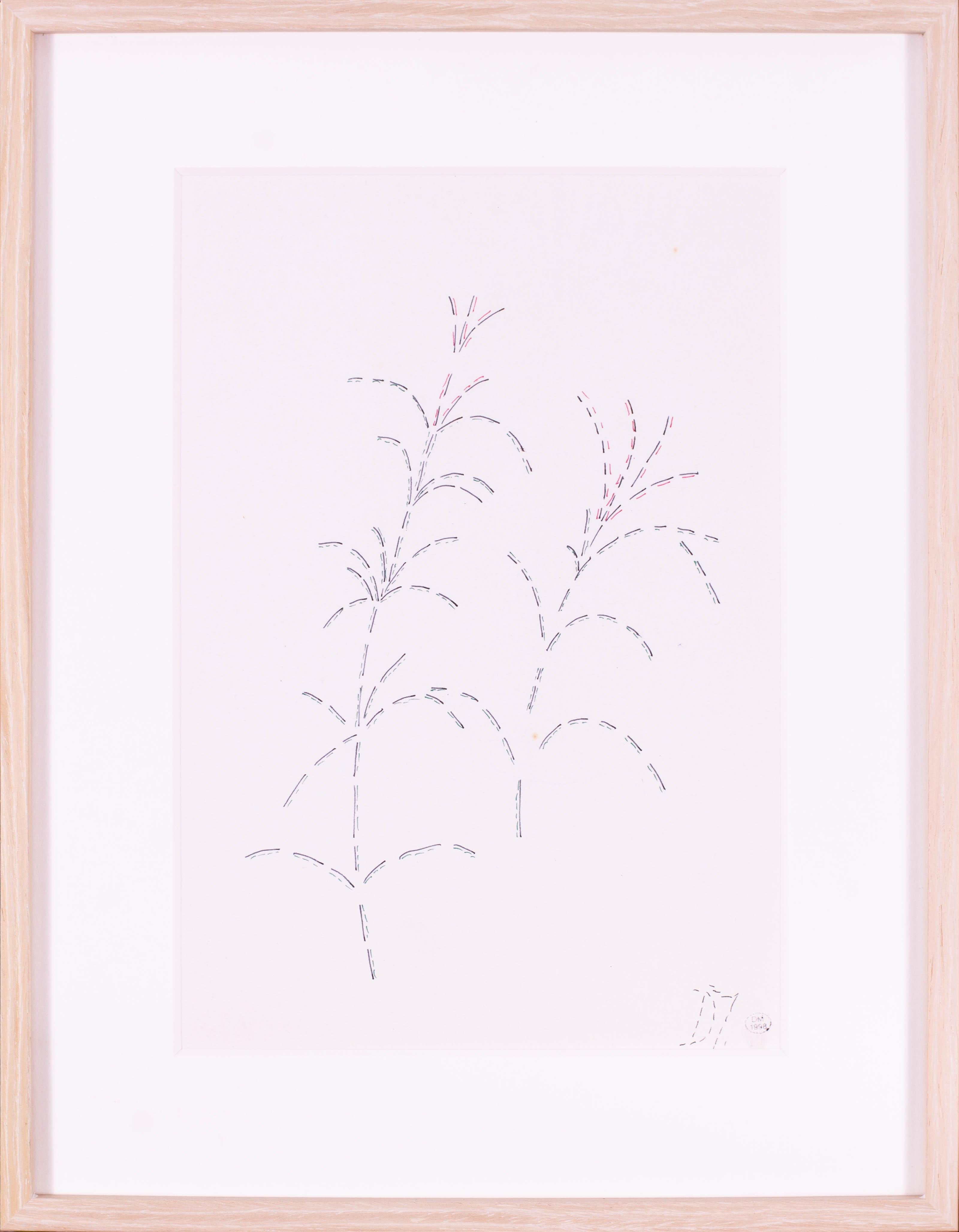 This is a beautiful and fine avant-garde finished drawing of herbs by the French female artist, Dora Maar.  Dora Maar was a distinctive artist in her own right marked by striking photography, innovative techniques, and an unwavering exploration of