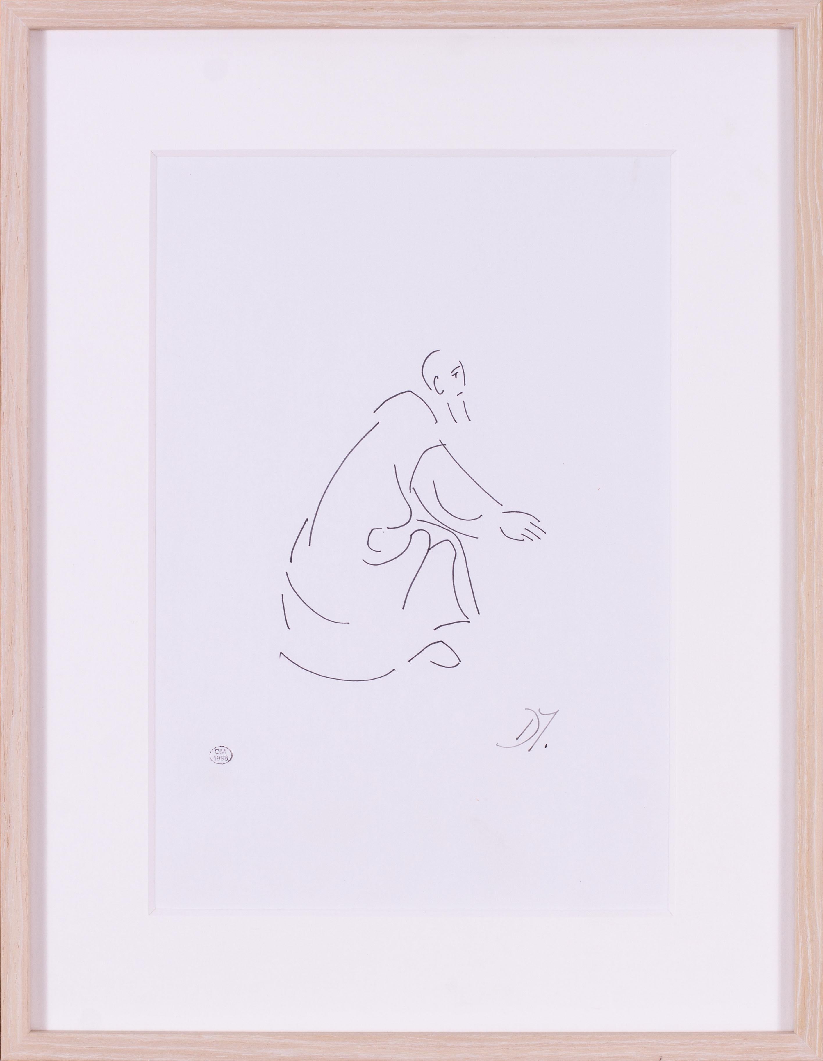Es handelt sich um eine schöne und feine avantgardistische Zeichnung eines verehrten Heiligen der französischen Künstlerin Dora Maar.  Dora Maar war eine eigenständige Künstlerin, die sich durch eindrucksvolle Fotografien, innovative Techniken und