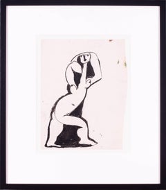 Un dessin Modern British de Roger Hilton représentant une femme nue abstraite.