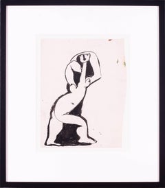 Llamativo dibujo Modern British de una mujer desnuda abstraída por Roger Hilton