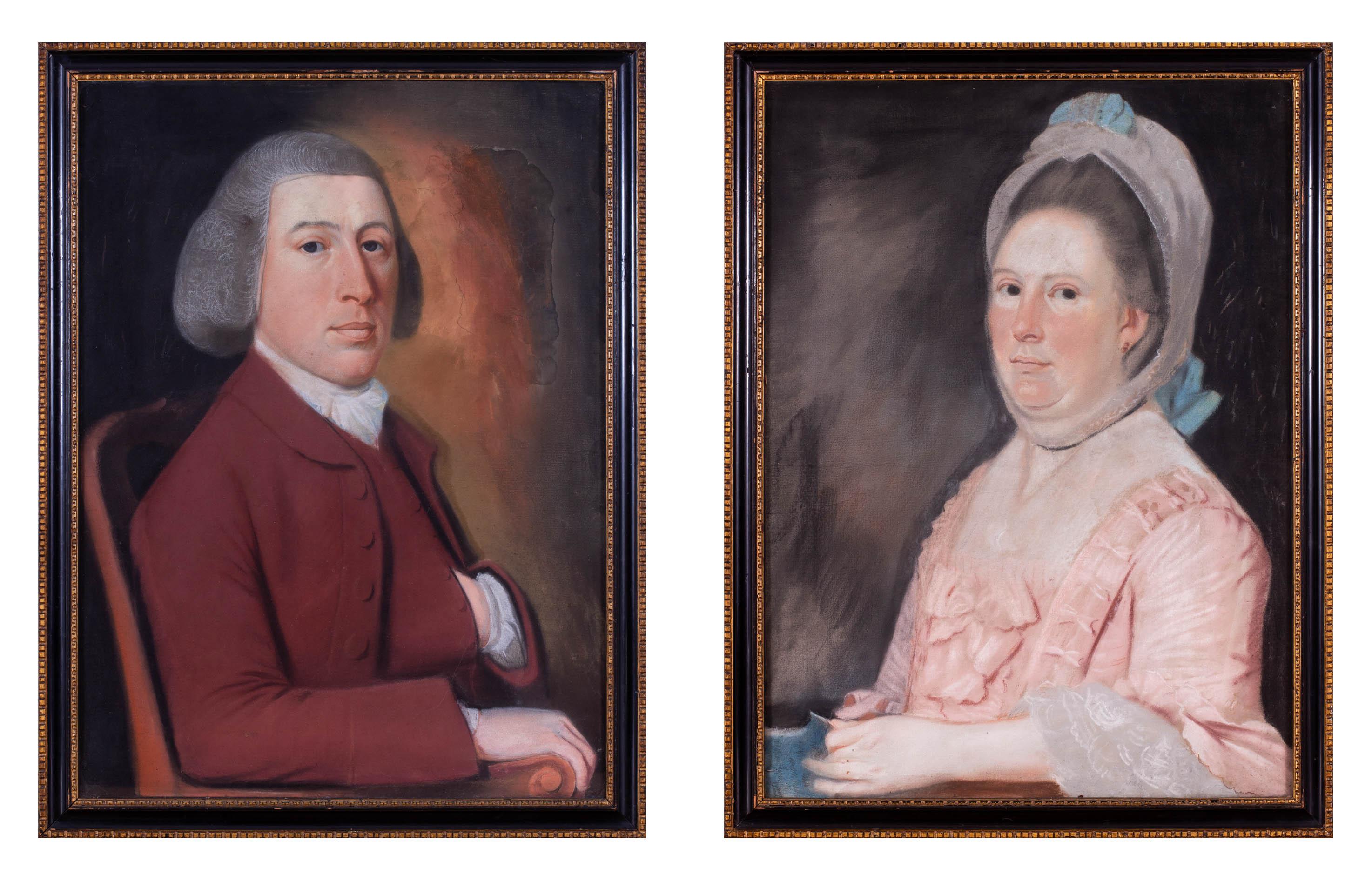 Unknown Portrait - English school, circa 1784 'Mr and Mrs Rogers', pastel on paper, a pair