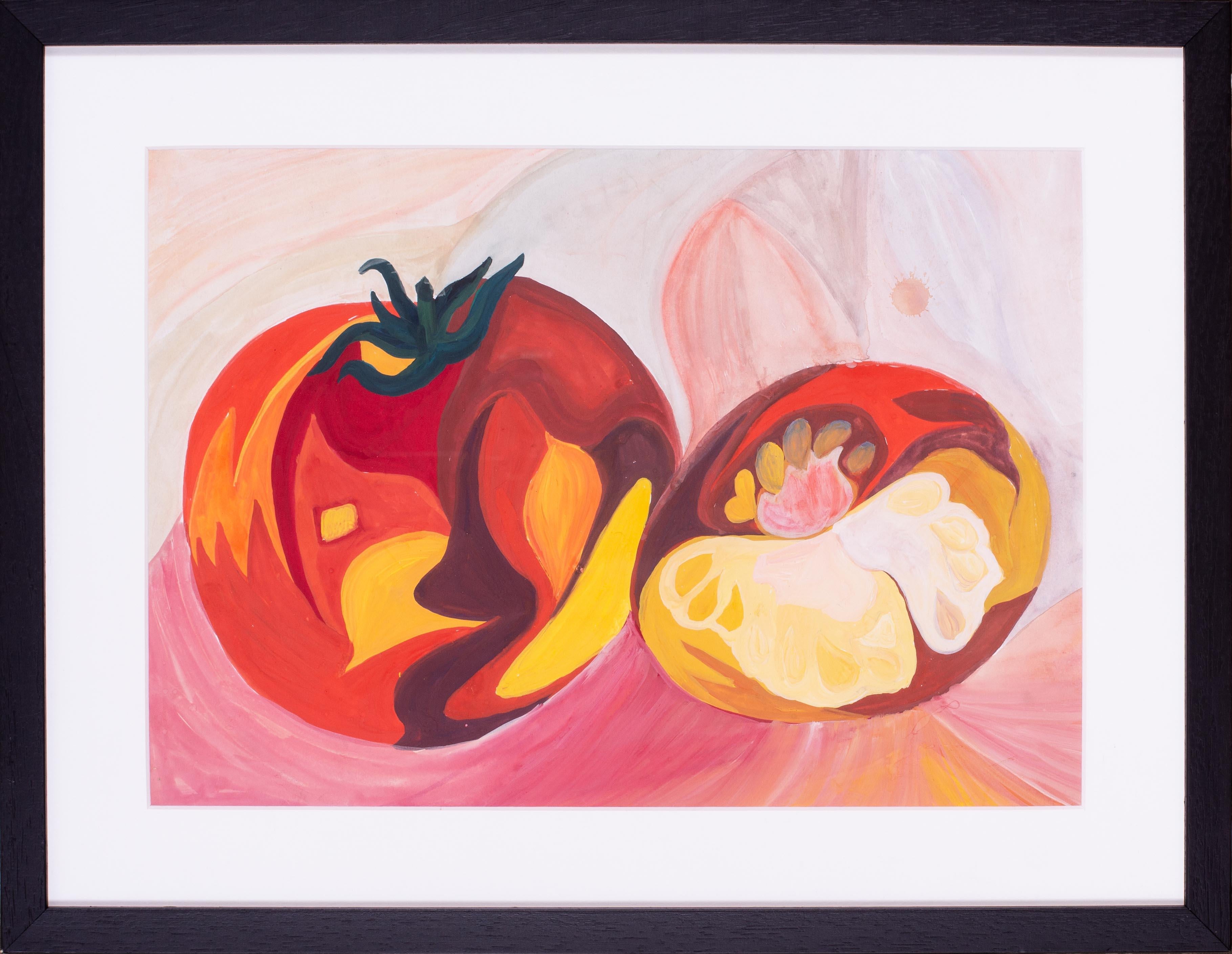 Alberto Morrocco OBE RSA RSW RP RGI LLD DUNIV Still-Life – Alberto Morrocco „Tomatoes“, Gouache auf Karton, schottisch