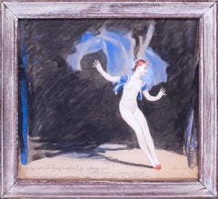 dessin à l'aquarelle britannique Art déco « See my coat tails flying » de William Barribal