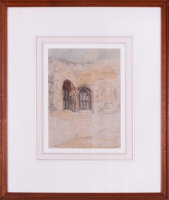 20th Century British watercolour of Cowdrey ruins, West Sussex by Muncaster