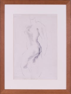 Black crayon drawing of a nude by Modern British artist Frank Dobson