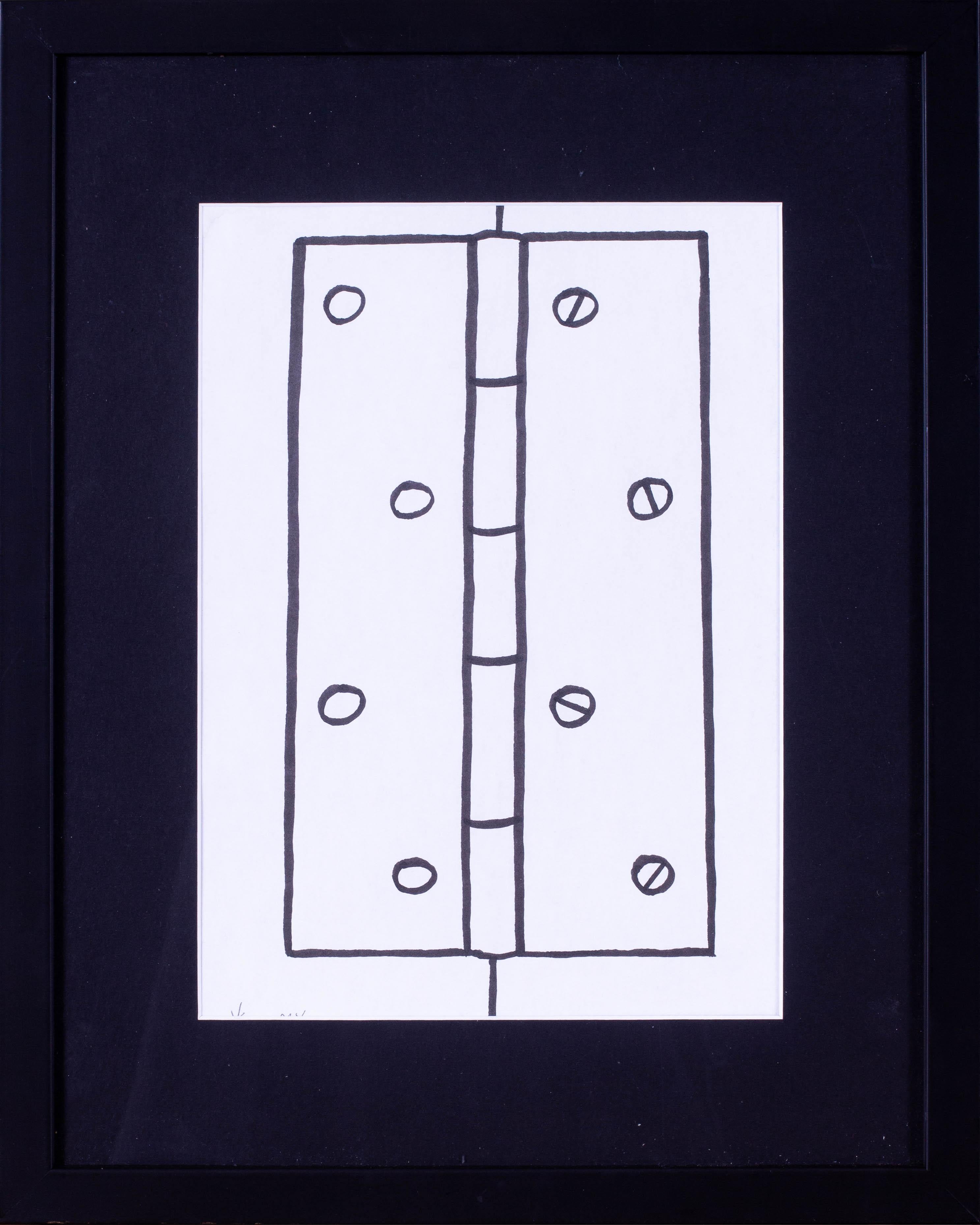 Dibujo original a tinta firmado "Bisagra" del artista británico Richard Wentworth