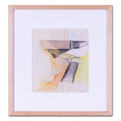 Abstraktes Aquarell im Quadrat des modernen britischen Künstlers Adrian Heath