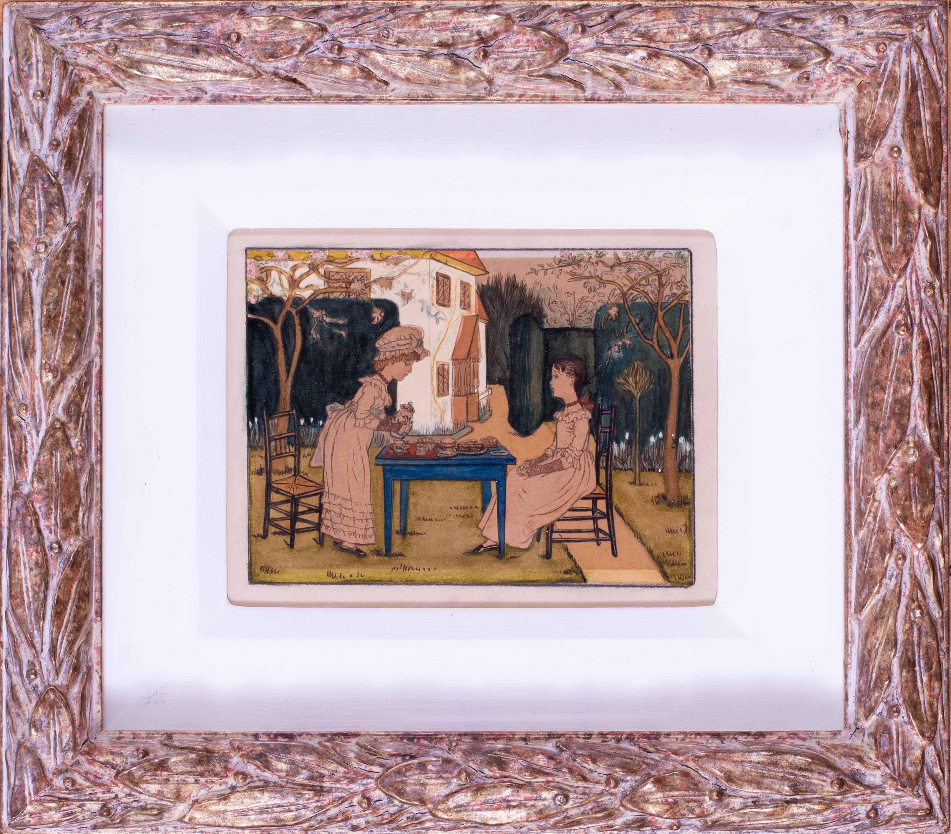 Ein Paar Original-Aquarellkunstwerke von Kate Greenaway „Under the Window“, 1879