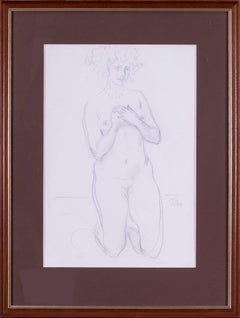 Augustus John, británico, dibujo de un desnudo arrodillado, lápiz sobre papel