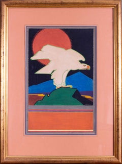 Britisches, grafisches Gouache-Gemälde eines Adlers von George Alfred Boden, frühes 20. Jahrhundert