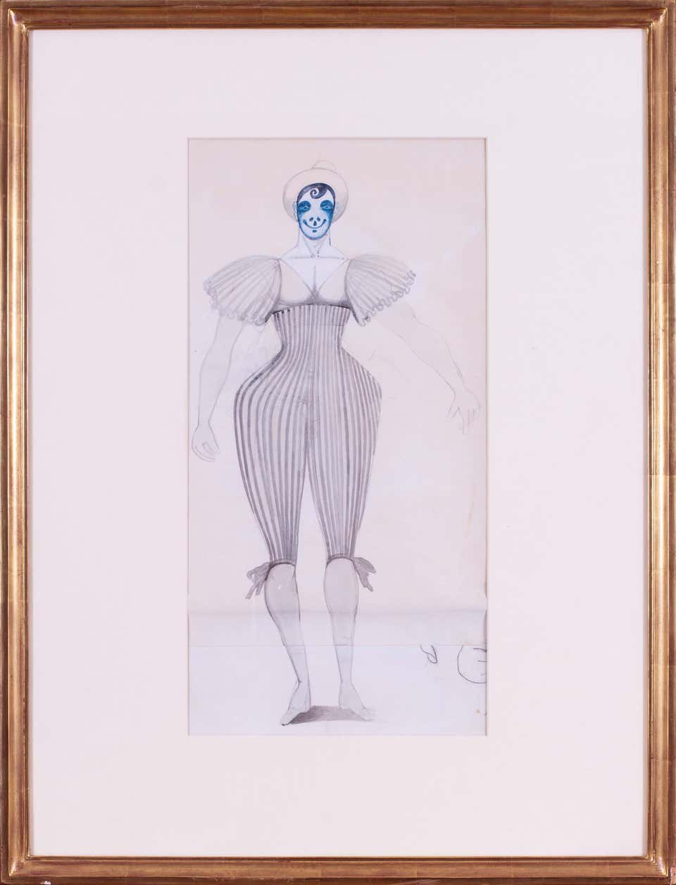 Edward Burra original drawing for a costume design for clown, British, 20th Cent