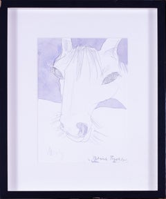British, Patrick Procktor watercolour of 'Misty', horses head, 20th Century