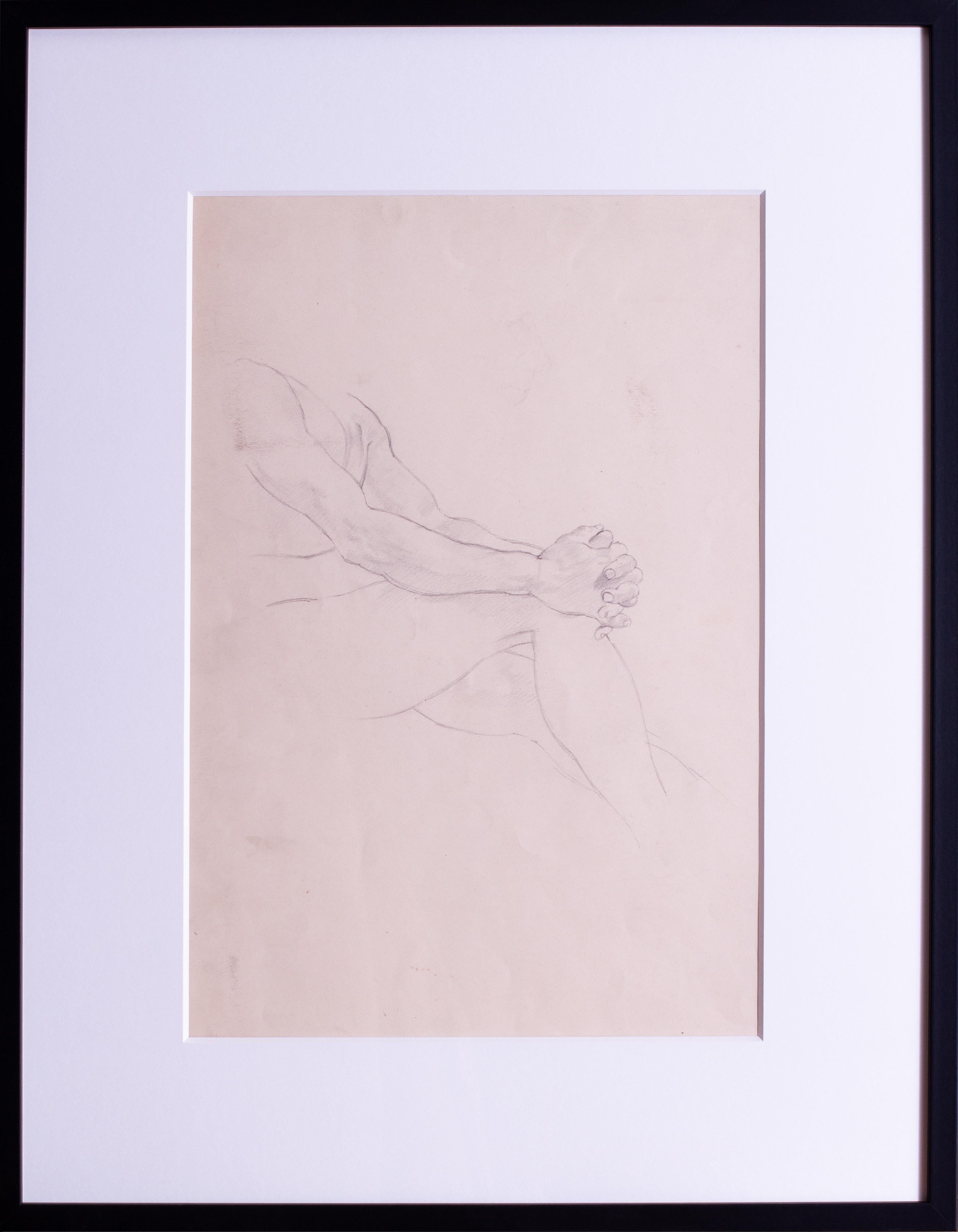 Stanley Spencer (British, 1891 – 1959)
Clasped hands
Not signed
Pencil on paper
16.3/4 x 11.3/8 in. (42.5 x 29 cm.)
Provenance: From the estate of Sir Stanley Spencer

Clasped Hands is an intimate and expressive pencil drawing by Sir Stanley Spencer