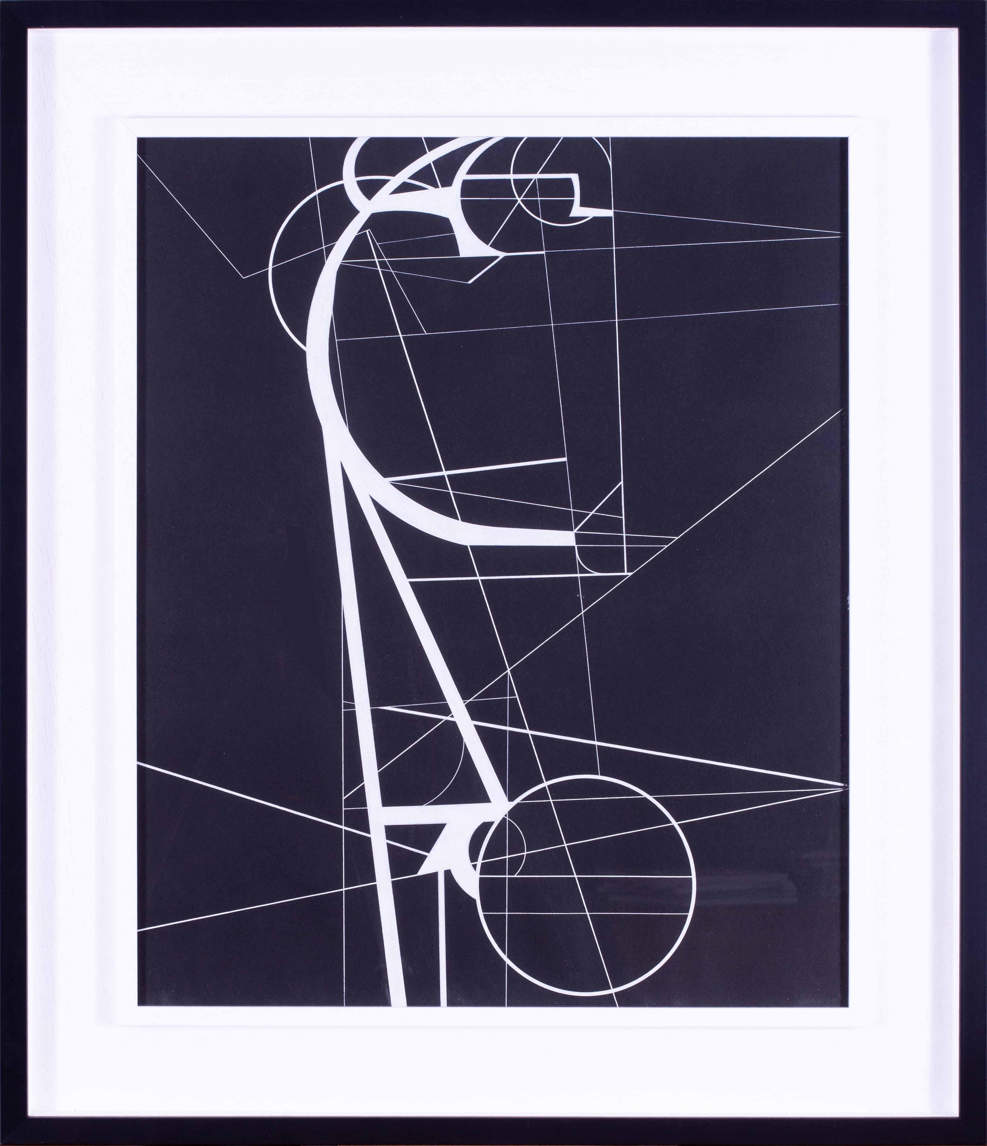 Norman Edgar Hubert  Abstract Drawing - 1950s British black and white abstract by Norman Edgar Hubert