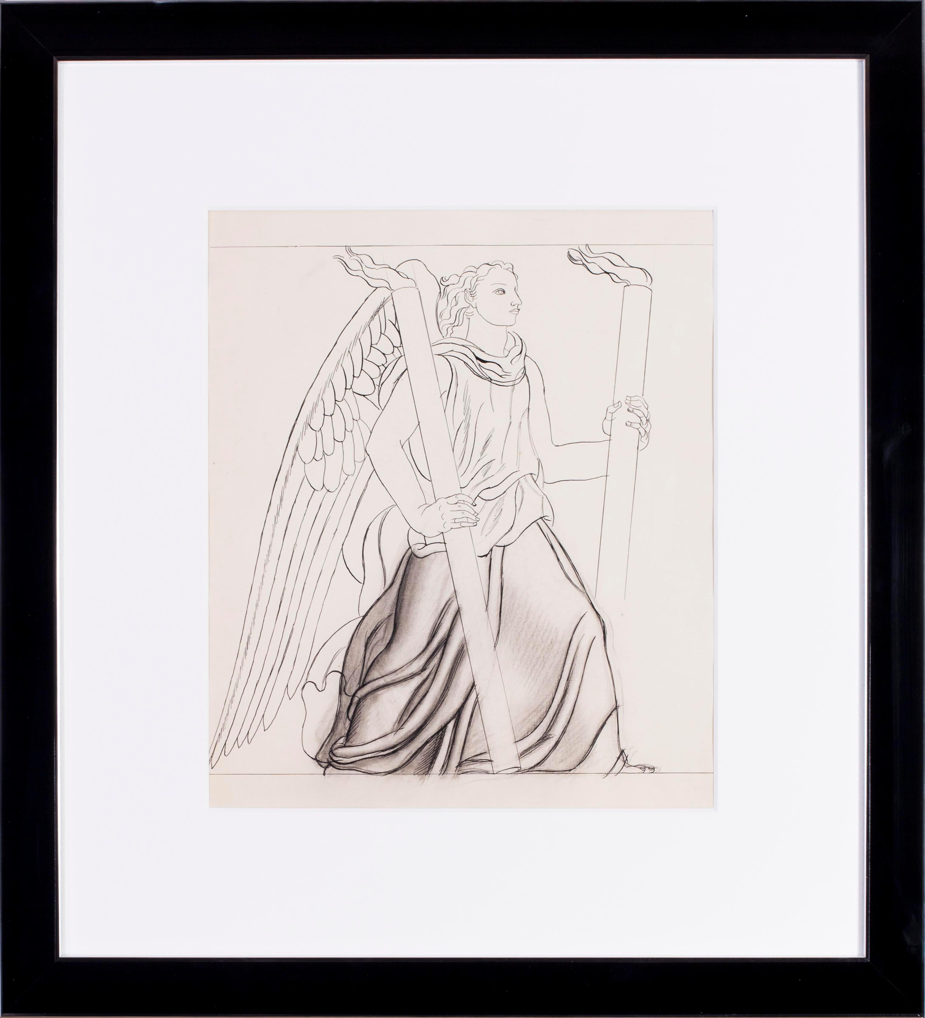 Jean Dupas Art-déco-Zeichnung, „Der Engel des Lichts“