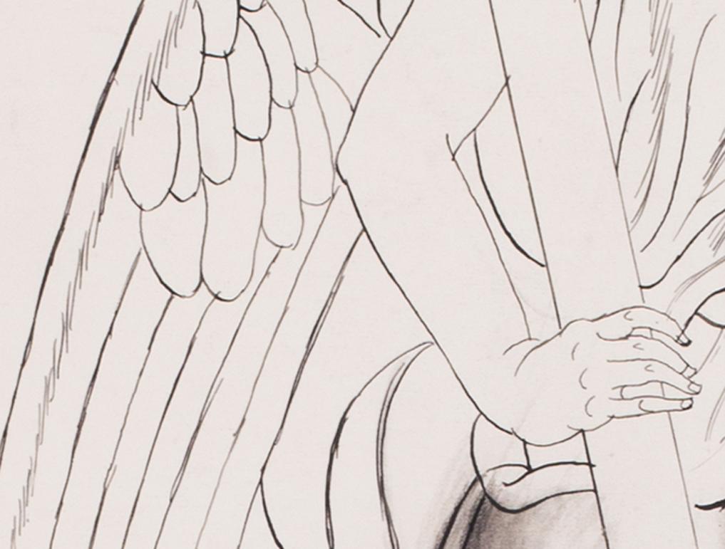 Jean Dupas Art-déco-Zeichnung, „Der Engel des Lichts“ im Angebot 3