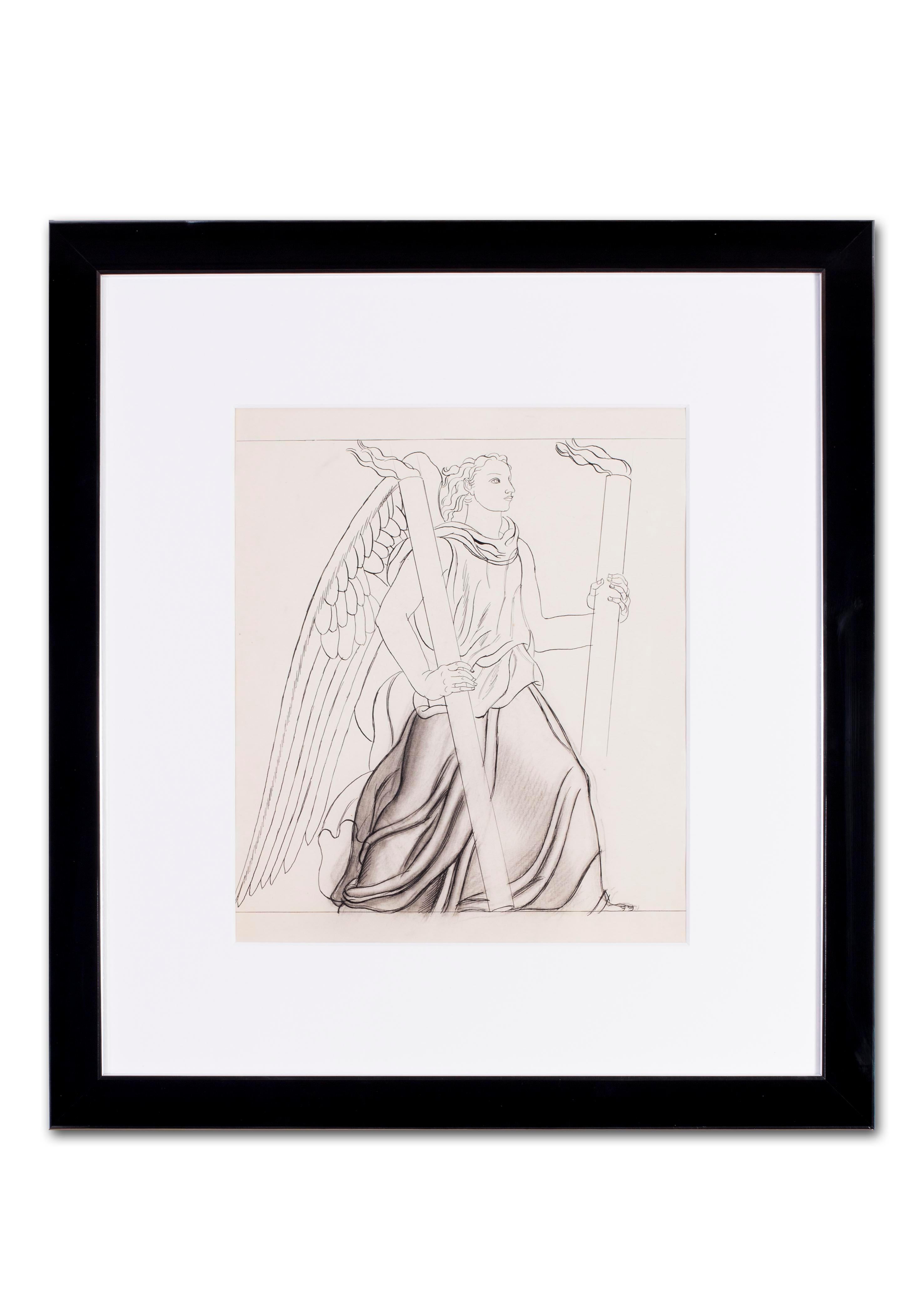 Jean Dupas Art-déco-Zeichnung, „Der Engel des Lichts“ im Angebot 7