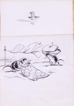 Ilustradora británica del siglo XX Eileen Soper 'El viento sopló la colada'