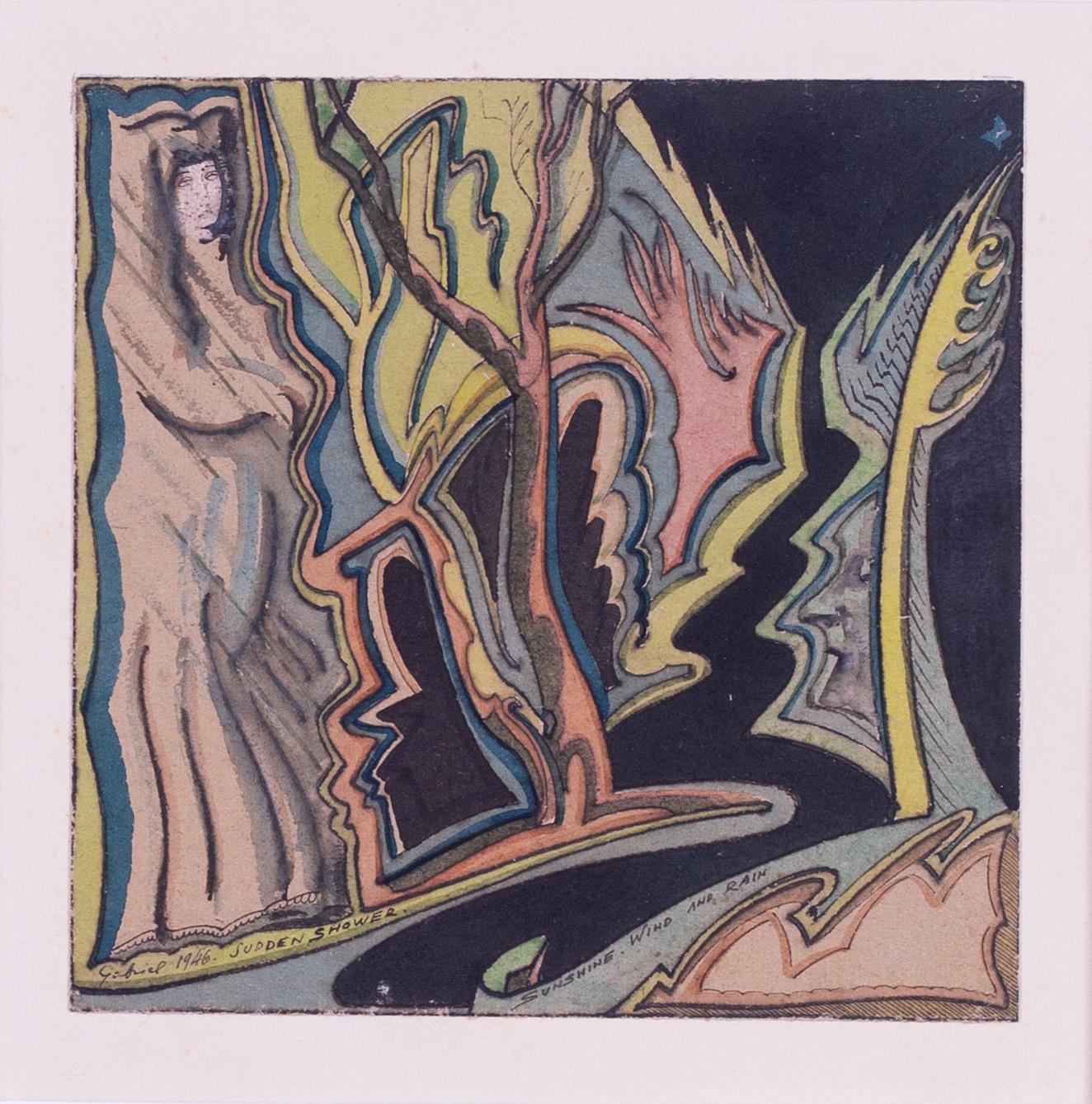 Niederländisches expressionistisches Aquarell von Gabriel Van Schnell aus dem Jahr 1946 im Angebot 1