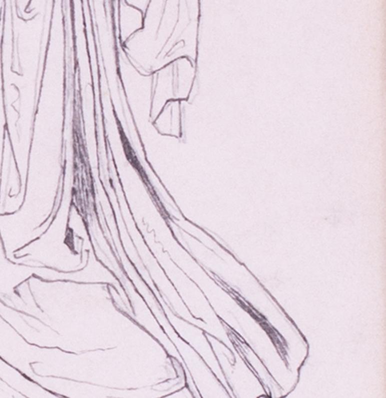 Dessin du 19e siècle attribué à John Flaxman représentant une jeune fille classique. en vente 4