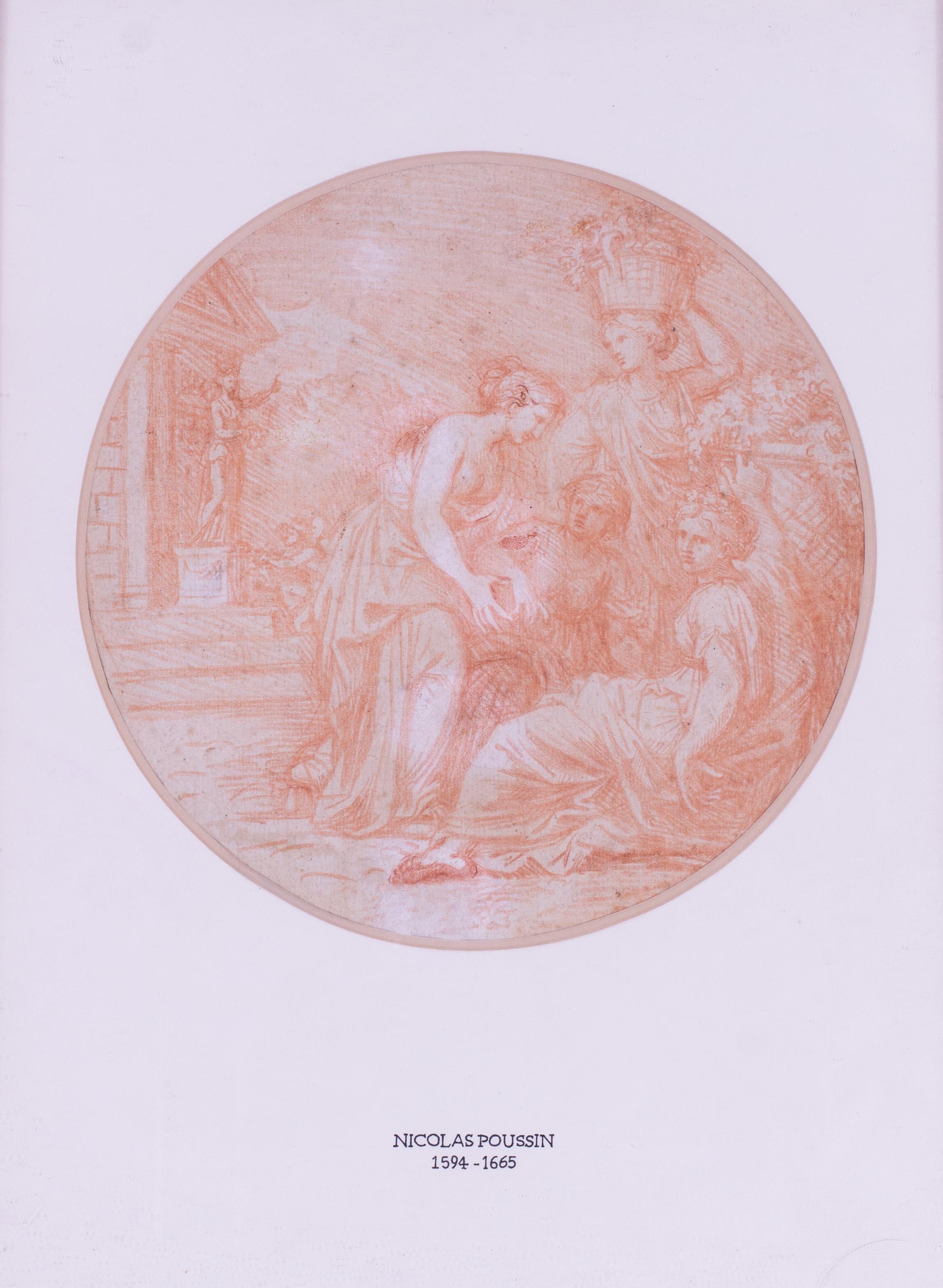 dessin sanguine français du 17ème siècle représentant les fleurs de récolte d'une jeune fille - Maîtres anciens Art par (Circle of) Nicolas Poussin