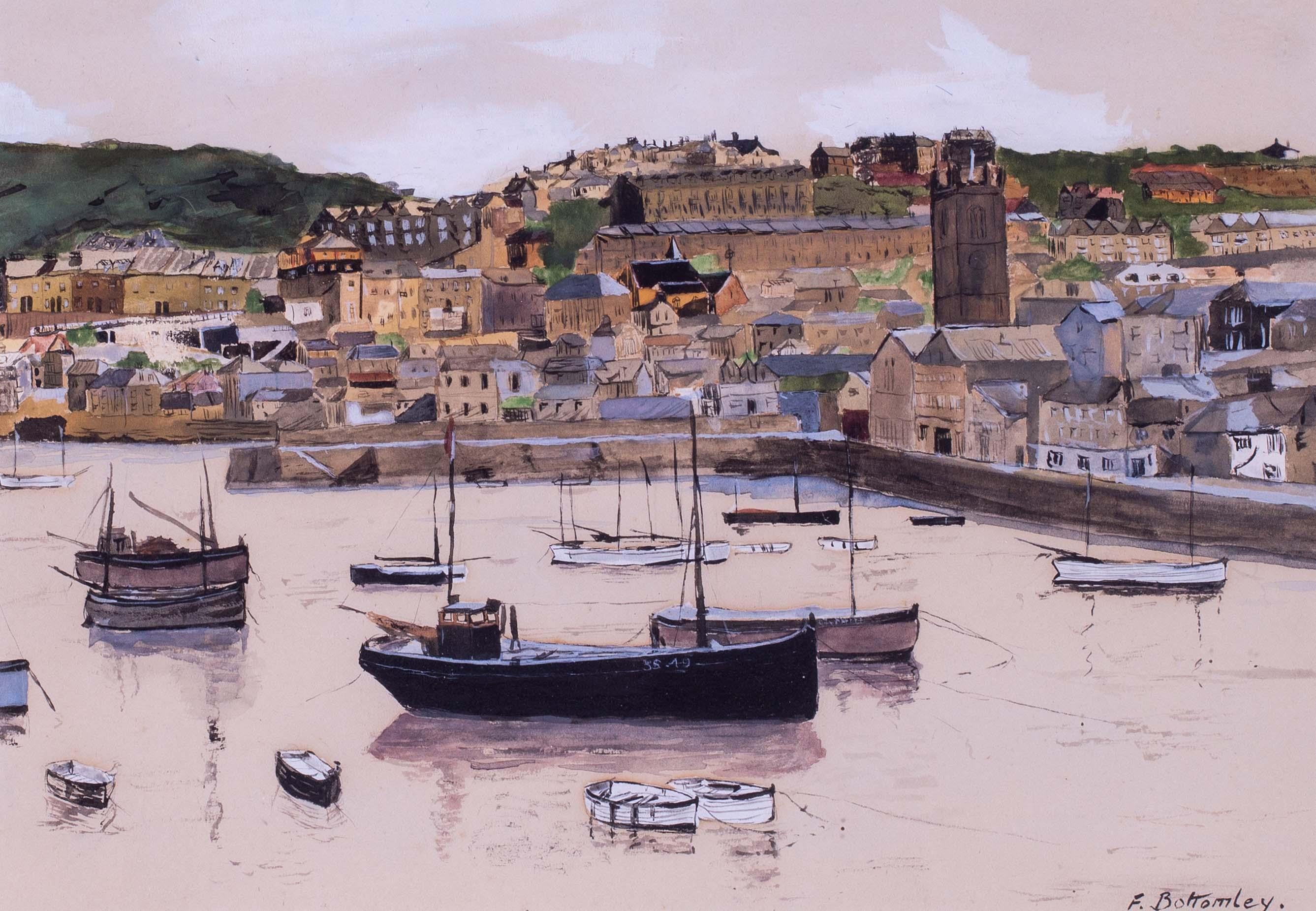 Ansicht des Hafens von St. Ives, Cornwall, Vereinigtes Königreich, frühes 20. Jahrhundert, von Fred Bottomley 1