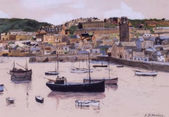 Early 20th Century view of St. Ives harbour, Cornwall, UK by Fred Bottomley