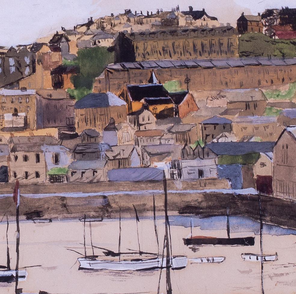 Early 20th Century view of St. Ives harbour, Cornwall, UK by Fred Bottomley For Sale 2