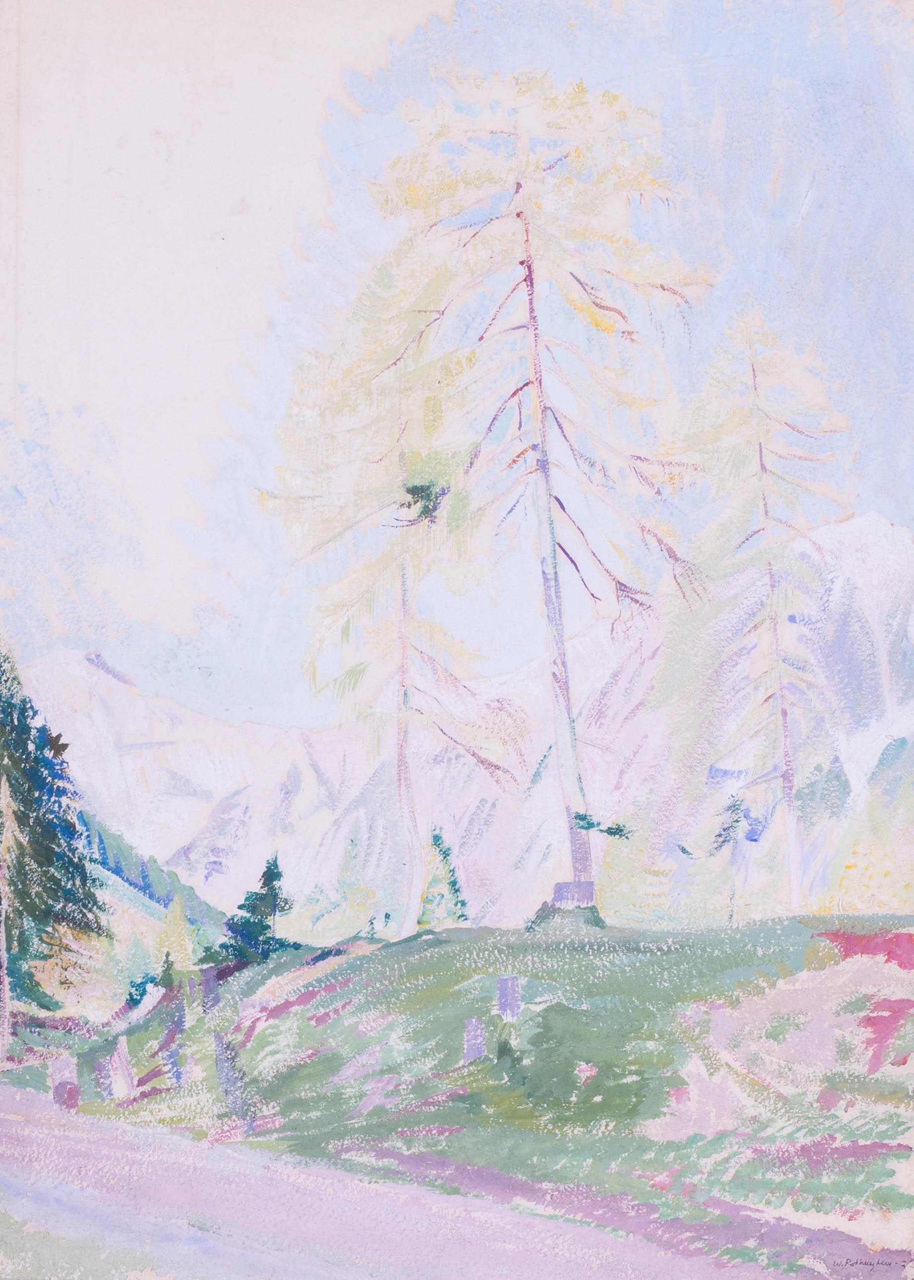 British, 1922, paysage à la gouache de Sir William Rothenstein en vente 1