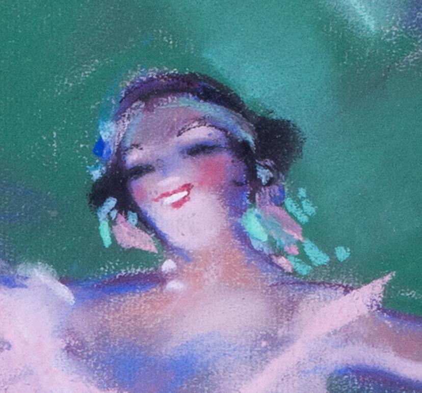 Art-déco-Pastellzeichnungen von Ballerinas auf Spitze des französischen Künstlers Charles Gir' im Angebot 2