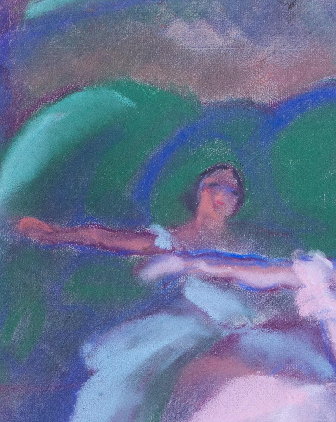 Art Deco pastel drawings of ballerinas on point by French artist Charles Gir' For Sale 2