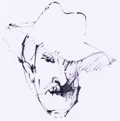 British 20th Century St. Ives artist, Sven Berlin, Self Portrait, pen and ink